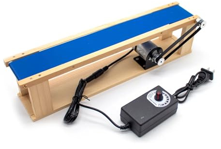 SUZLAZYR AC 100-240V Mini Nastro trasportatore da Tavolo Fai da Te 5x70CM Modello elevatore attrito insegnamento scientifico Dispositivo sperimentale 0-6000RPM velocità Regolabile