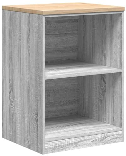 vidaXL Armario de Garaje de Madera Maciza Pino Gris Sonoma 60x51x85 cm, Armario, Armario de Herramientas, Armario Base, Armario de Garaje