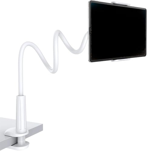 TUBAWD Kindle Holder, Kindle Stand, Gooseneck Tablet Holder White Bed Release Your Hands Beautiful and Practical Computer Stand for Home and Office (White (B))