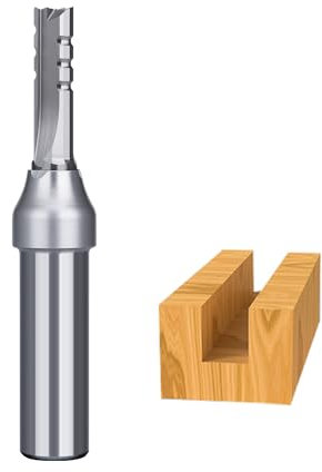 HUHAO CNC Router Bits 1/2 inch Shank 3 Flutes TCT Straight Router Bit Straight Flute End Mill Cutters Woodworking CNC Trimming Slot Bits Carbide Milling Cutter for MDF Plywood Chipboard Wood,1/2*8*26