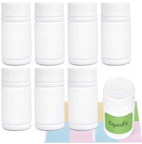 UMETASS weiße Pillenflaschen, leere Kunststoffflaschen, Tablettenflasche, Pulverprobenaufbewahrung, Kapsel-kleine Flasche, feste Medizinflasche, Tablettenspenderflasche, Tablettenaufbewahrung (120ml)