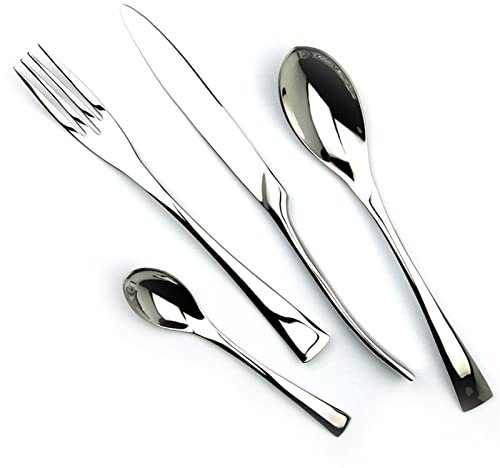 HYEFDWS Party 4 Teile/Satz Glänzend Spiegel Besteck Set Besteck 18/10 Edelstahl Küche Geschirr Messer Gabel Löffel Teelöffel Hervorragende,