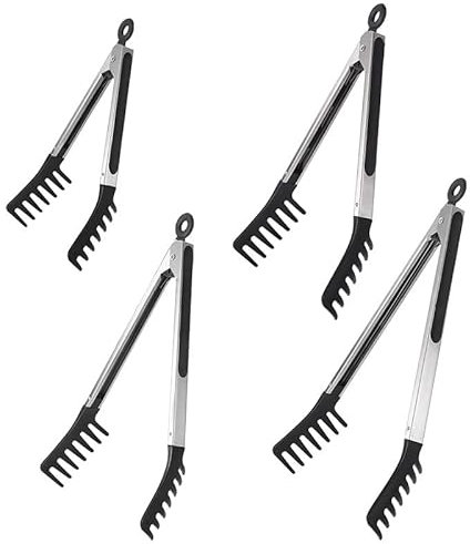 Set di cucchiai e pinze per spaghetti con pennello per olio in silicone, pinza per spaghetti, mestolo e cucchiaio in silicone antiaderente, pinza da cucina e cucchiaio da portata per pasta, pasta (3