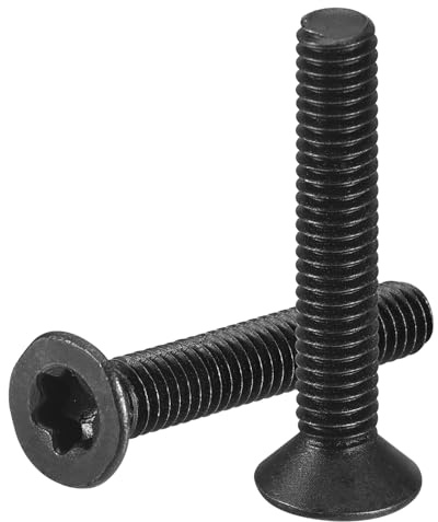 sourcing map M2-0,4 x 12 mm Flach-Torx-Kopf-Maschinenschrauben, 50 Stück, 10,9 Karbonstahl, Senkkopf, Torx, Anti-Diebstahl, schwarzes Oxid-Finish, Vollgewinde