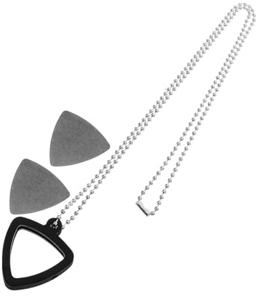 Kisangel Silikon Gitarrenplektrum Halter Halskette Mit 2 Edelstahl Plektren Flexibel Und Reißfest Schutz Für Folk Und E-Gitarren Sowie Akustikgitarren