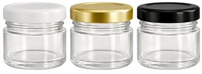 made in home - Lot de 100 mini pots en verre - Capacité de 30 ml - Couvercle à vis - Verre rond To 43 - Pour confiture, fruits, miel, conserves, pots à échantillons (100, Blanc, 30ml)