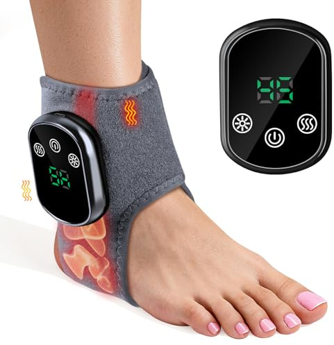 Fagalil Massaggiatore per Caviglia Senza Fili, Cuscinetto Riscaldante Portatile per Caviglia con 3 Modalità di Vibrazione e 5 Livelli di Riscaldamento, Dispositivo di Termoterapia a Triplo Metodo