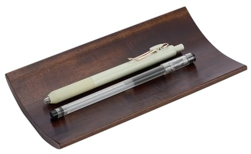 FINGERINSPIRE Wooden Pen Tray 7.48x3.94 Inch Pens Display Holder Arch Shape Walnut Wood Pen Tray Coconut Brown Wooden Pens Desk Organizer for Writing Tools Pencils Office Stationery Desk Decoration