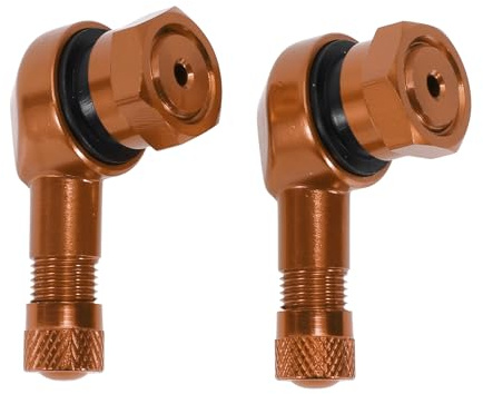 A ABSOPRO 1 Paar 39mm Aluminiumlegierung Reifenventile Passend Für 8.3mm Ventillöcher Leicht Gebogenes Reifenventil Orange Universal