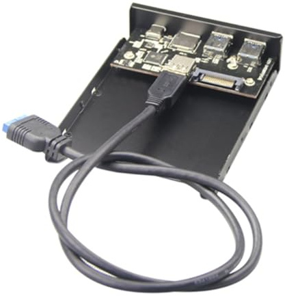 MOLERRI Lecteur de Carte Interne USB 3.0 Micro-SD/TF Flash 3.5, USB-C Type-C, Panneau, Double Port USB 3.0, Hub pour Disquette 3,5 Pouces Ouvert