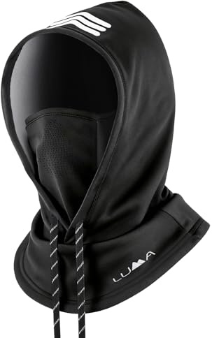AYPOW Balaclava andningsbar skidmask vinter med termiskt fleecefoder, vindtät huva hatt ansiktsmask skidmask unisex varm reflekterande balaklava halsvärmare för motorcykel cykling utomhussport, Svart
