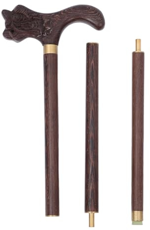 BELLIFFY Bastón de Madera de Pollo Alas Tres Secciones 86-88 CM Mango Tallado a Mano con Cabeza de Dragón Ligero y Ergonómico Bastón para Senderismo y Apoyo para Personas Mayores