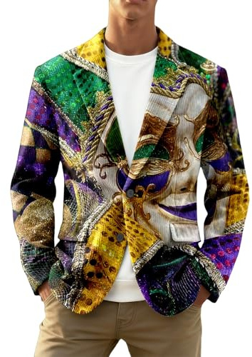 Blazer Uomo Casual Giacca in Corduroy con Paillettes Glitter per Uomo Elegante per Serate Formali e Feste
