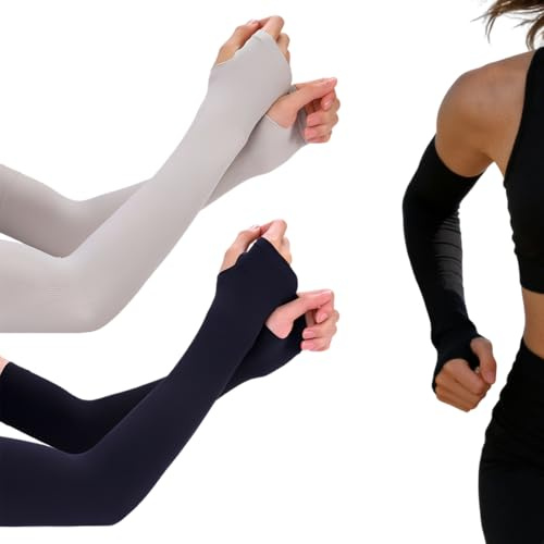 VONJUMA 2 Par Mangas Para Brazos Manguitos De Voleibol Anti Uv Protección Manga Tenis Manga Sin Strain Manga Brazo Manguitos Voleibol Niña Running Bicicleta Hombre Negro Gris