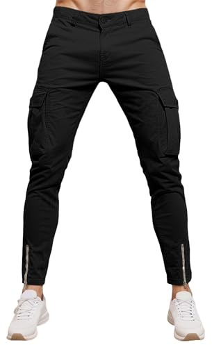 Herr Lös passform Fallskärmsbyxor Casual Harem Joggers Baggy Cargobyxor med Fickor Herr Casual Corduroy Cargo Svart X Large