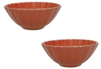 BRANDANI set 2 pezzi ciotolina in porcellana stoneware Ø 16 x h 6,5 cm Calipso arancione corallo