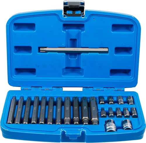 BGS 5013 | Bit-Satz | Keil-Profil (für Ribe) | 22-tlg. | Bitsortiment | Antrieb Außensechskant 10 mm (3/8) | Bits 30 mm und 100 mm | Bit-Adapter 12,5 mm (1/2) und 10 mm (3/8)