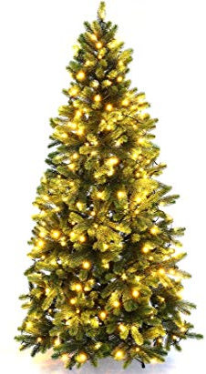 Künstlicher Tannenbaum mit Spritzguss Nadeln auf 766 Tips, LED Beleuchtung, Höhe 180cm von kunstpflanzen-discount.com