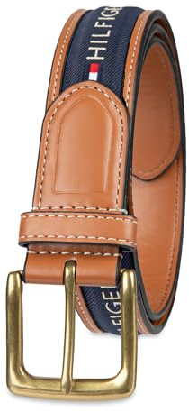Tommy Hilfiger Herren Ribbon Inlay Fabric Belt with Single Prong Buckle Gürtel, Navy, 30