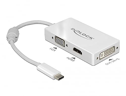 DeLock Adapter USB Type de c Macho > VGA/HDMI/DVI Hembra Blanco
