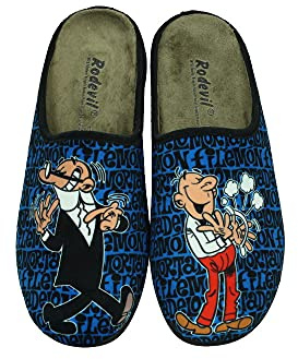 Rodevil Zapatillas casa para hombre divertidas cómodas Mortadelo y Filemón abiertas o cerradas - Licencia Oficial
