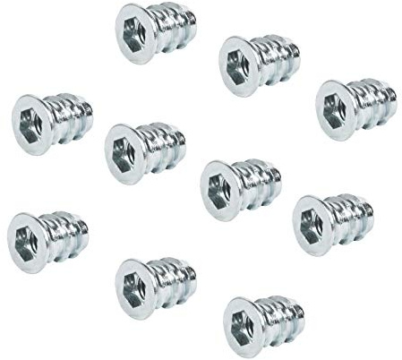 Gedotec Einschraubmutter Metall Gewinde-Einsatz befestigen Einpressmutter Befestigung | M6 x 10 mm | Einschraub-Muffen mit Abdeckrand | Stahl verzinkt | Innensechskant | 100 Stück - Gewindemuffen Holz