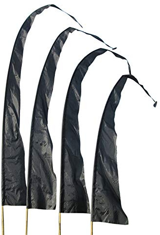 Asiastyle Balifahne | Farbe: schwarz | 3 Meter lang | MIT Stange | aus echtem Satin | Originale Umbul Fahne