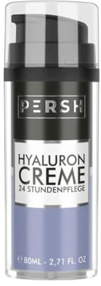 PERSH Hyaluron Creme 80ml - Feuchtigkeitsspendende Anti-Aging Creme | Hyaluronsäure für frische, glatte Haut | Pflege für Gesicht, Augen, Hals & Dekolleté | Vegan
