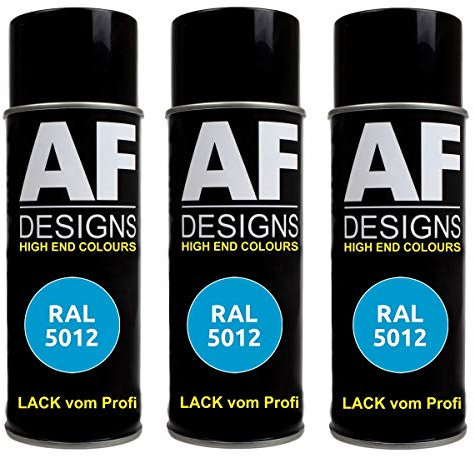 Alex Flittner Designs 3X Ral Pintura en Espray Pintura Coche Laca Colorida Lata de Aerosol RAL5012 Azul Claro Mate