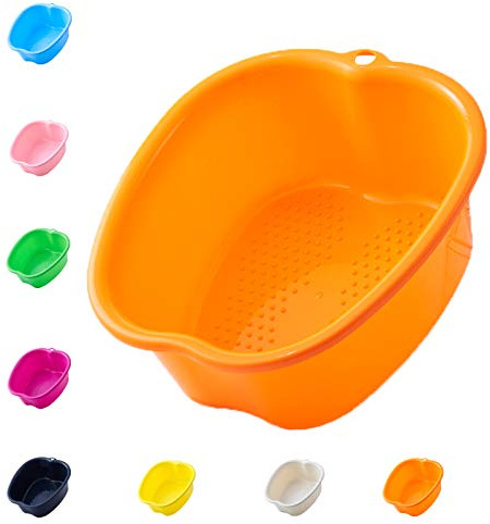 Großes Fußbadewannenschüssel,Wanne für Fußbad Stabiles Kunststoff-Fußbecken für Pediküre Einweichen Füße,fur Fußbadewanne Füße Wellness Fußpflege Pediküre Entgiftung Entspannung (Orange)
