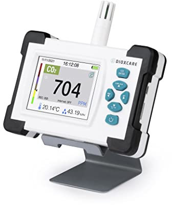 Dioxcare DX700 PDF Détecteur de CO2, Capteur NDIR Senseair S8, Haute Précision, Envoi de données PDF a l'ordinateur, Détecteur de CO2, Température et Humidité【Nouvelle Batterie 3000 mAh】
