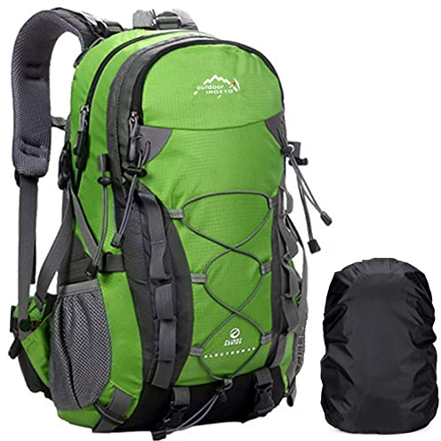 A AM SeaBlue Mochila de Senderismo 40L Mochila de Viaje para Hombres y Mujeres Mochila para Deportes al Aire Libre Camping Trekking con Cubierta Impermeable para Lluvia,Verde