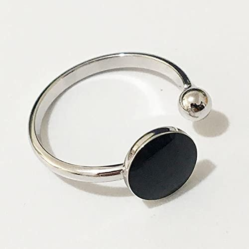 HCMA 925 Anillos de Plata delicados con Puntos Negros para Mujeres Que abren los Anillos de Dedo