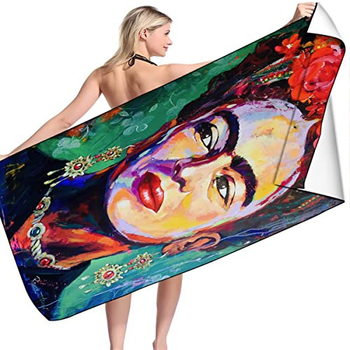 Mikrofaser Strandtuch-Badetuch Groß 100x200cm Schnell Trocknendes,Sandfreies Handtuch,Perfekt Für Strand Schwimmen,Kahlo Saunatuch (2,100x200cm)