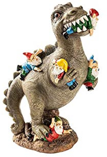 AnsonBoy Dinosaur Toys Garden Gnome Statues Outdoor Decor Dinosaur Eating Gnomes Garden Resin Decor Christmas Party Decorations