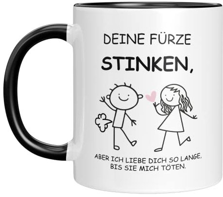 TASSENTICKER Tasse Mit Spruch Deine Fürze Stinken - Bestes Kaffeetassen Für Ihn lustige geschenke für männer - Furzen Büro Becher Geschenk - Spülmaschinenfeste Kaffeebecher - Weiß/Schwarz MUG2123
