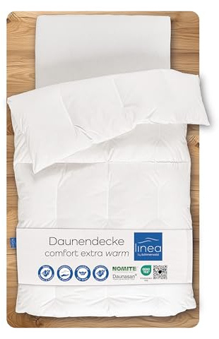 LINEA by Böhmerwald - comfort - Piumone a 4 camere, molto caldo, 90% piumino/10% piuma di classe 1, anallergico, lavabile fino a 60 °C, prodotto in Germania, 155 x 220 cm