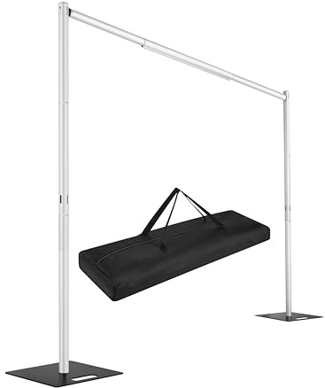 Hecis Support de Toile de Fond, Tubes et Drap, 2,4 x 3 m, réglable en métal Robuste pour décoration de Mariage, fête d'anniversaire, fête prénatale, Mariage