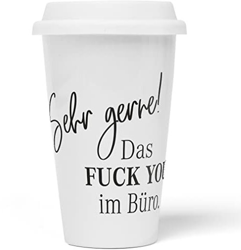 JUNIWORDS To-Go Becher mit Deckel, Sehr gerne! Das FUCK YOU im Büro (1008374)