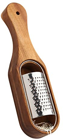 Cheese Grater With Container - Stainless Steel Cheese Grater With Wood Handle Shredder Zester Grater Box Kitchen Handheld Cheese Spoon Grater