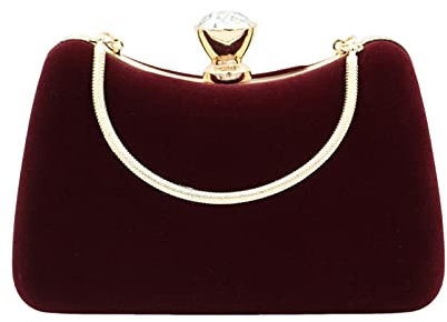 Lifup Damen Clutch, Wildleder Handtasche Clutch Elegant Schultertasche Clutch Tasche Abendtasche Burgunderrot