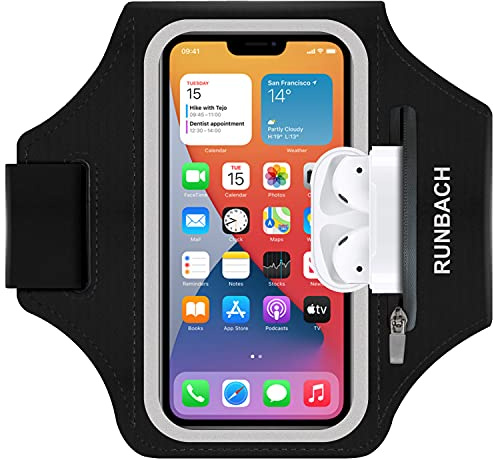 RUNBACH Running Armband for Google Pixel 10/10 Pro XL/9/9 Pro XL/8/8 Pro/7/7a/7 Pro/6/6a/6 Pro/5/5a/4/4a/4XL/3a/3 XL,Water Resistant Sport Armband with Zipper Slot for Pixel Buds and Car Key (Black)