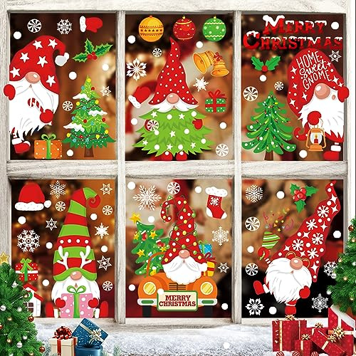 Baynetin 137 Stück Fenstersticker, Fensterbilder, Doppelseitige Wiederverwendbare Statisch Haftende PVC Aufkleber für Weihnachten Dekoration (9 Blatt, 20x30cm)