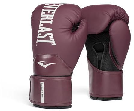 Guanti da Boxe Everlast Elite 2 12oz, Bordeaux, per Sacco, Allenamento e Sparring, Chiusura a Strappo, Barra Ergonomica, Schiuma a Strati - Autentico Everlast