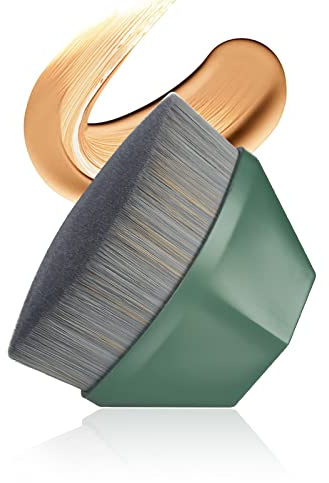 Brochas de maquillaje facial, brocha maquillaje polvos, brocha para base de maquillaje 0.065mm alta densidad, Cepillo de Base de Fundación Impecable, pincel base maquillaje con caja (verde)