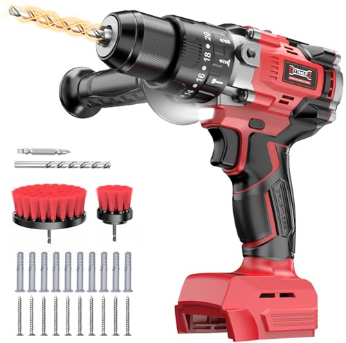 DIYtoolifz Cordless Drill Set Compatible with Milwaukee 18V Battery, 20+3 Torque Setting Power Drill Driver Set, 1/2 Inch Keyless Chuck Brushless Compact Driver/Drill Kit Tool (Battery Not Included)