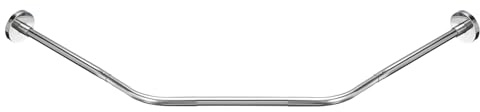 uxcell Stretchable Shower Curtain Rod Rack, Stainless Steel Diamond Shaped Corner Rod No Drill for Bathroom Bathtub, Medium Size, Silver Tone (Without Shower Curtain)