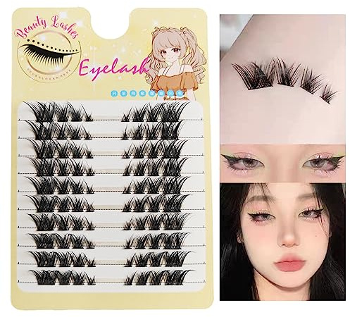 Fox Eye False Eyelashes Natural Wispy Individual Lashes, 3D C-6~13mm Cluster Lashes Pack for DIY Premade Fans Artificial Eyelash Extension