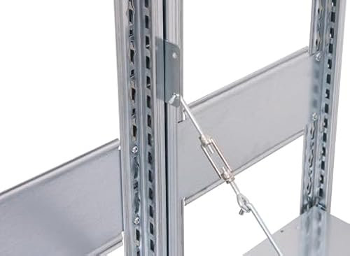 qpool24 Anbauregal, Doppelregal, Fachbodenregal Stecksysem MULTIplus250, 3000 x 1000 x (2x600) mm (HxBxT), 2x7 Fachböden, Kreuzstrebe, RAL 7035 lichtgrau