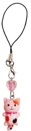 Kobeleen Niedlicher Katzen-Anhänger, Handykette, Riemen, Herz-Charme, Schlüsselanhänger, Telefon-Lanyard, Harz, Schlüsselanhänger, Tasche, Rucksack, Ornament, Party-Schmuck